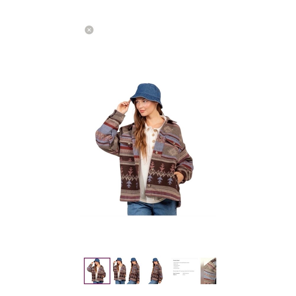 NWOT Women’s New In Jacket Aztec Print Size Large - Picture 4 of 5